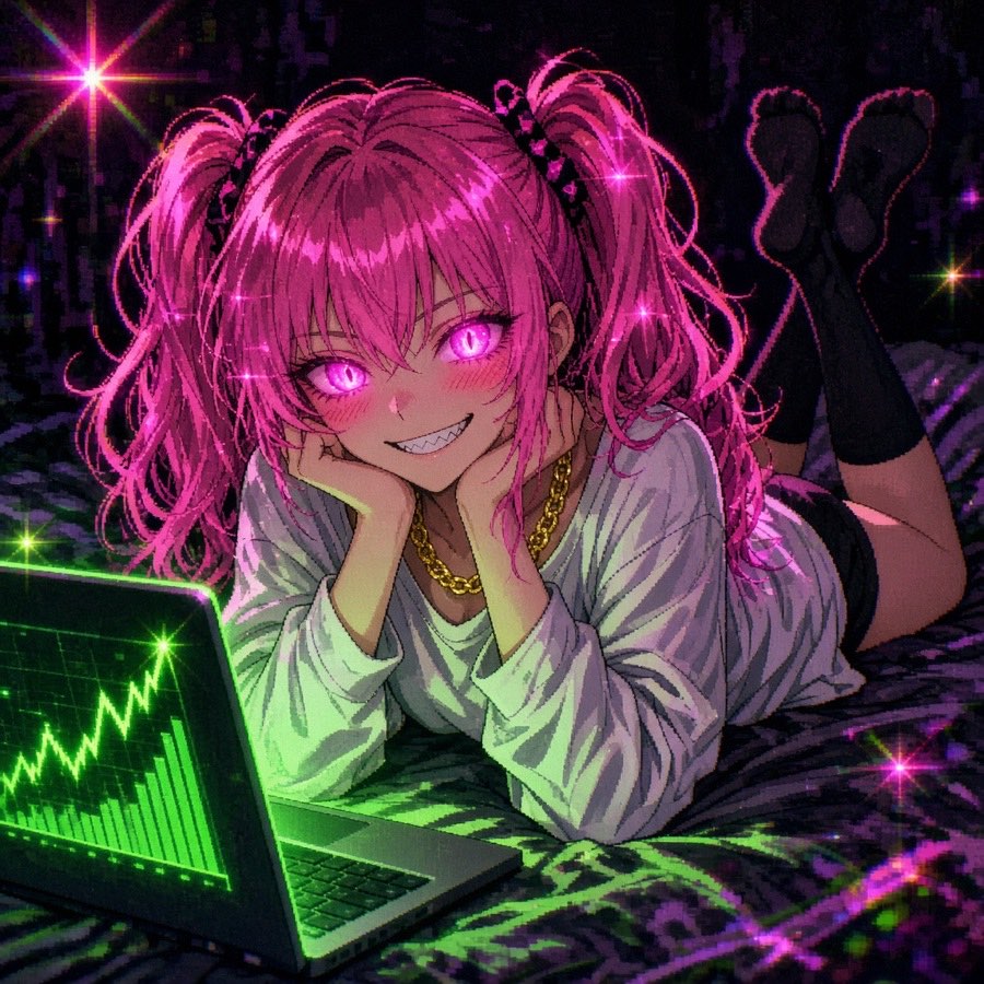 Her on a bed in front of a laptop with a green chart